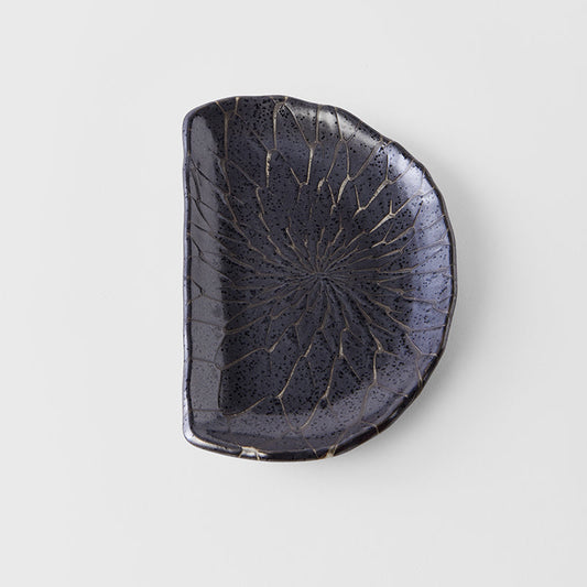 Plate D Shaped 21cm Charcoal Net Design V637-C2148