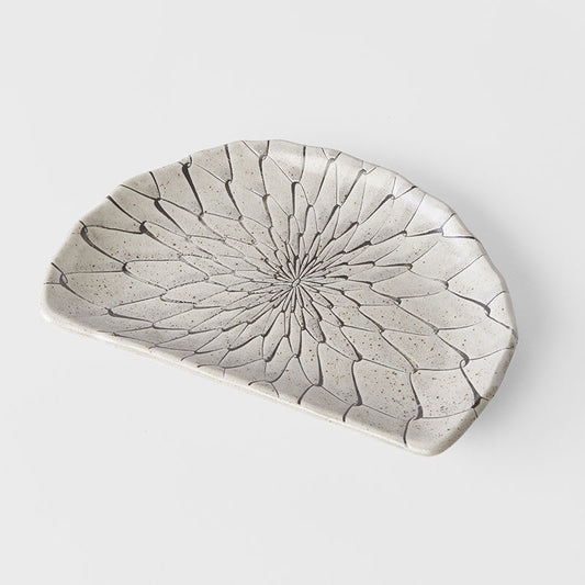 Plate D Shaped 21cm Grey Net Design V637-C2149