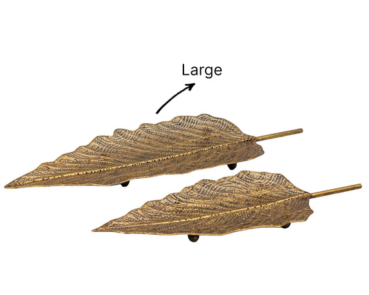 bulk 6 Rustic Gold Metal Leaf Tray 5cm V637-DCO40697