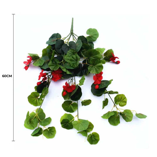 Artificial Geranium Hanging Bush with Red Flowers 60cm V637-DP1165190