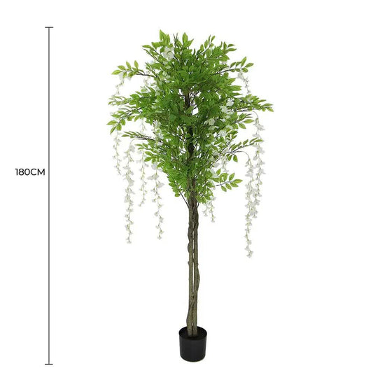 Flowering Artificial Wisteria with White Flowers 180cm V637-DP1166618N