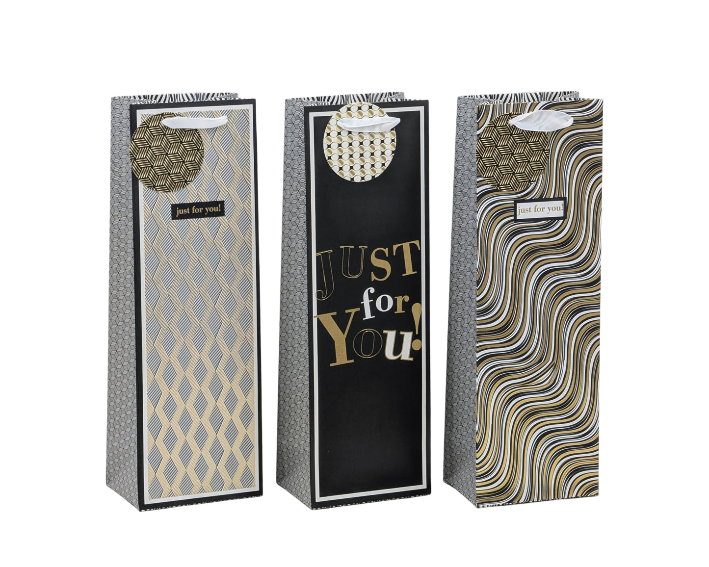 bulk 24 Bottle Gift Bag Golden Glam Assort 36cm V637-WRP37379