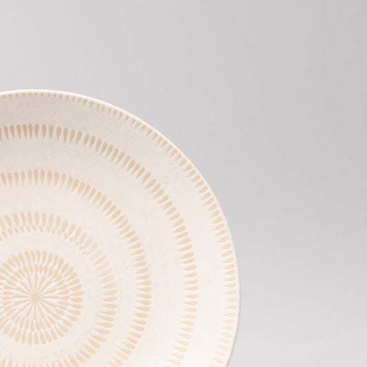Bowl Open Shallow 23cm Ivory Spiral Glaze V637-Y2524