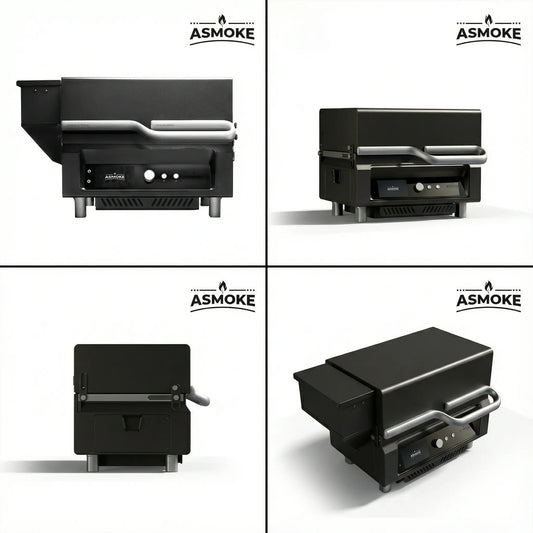 ASMOKE Essential Portable Wireless Pellet Smoker - Battery Powered 8-in-1 Mini BBQ Grill with Smart Temp V642-XFAS-GRL-GRY