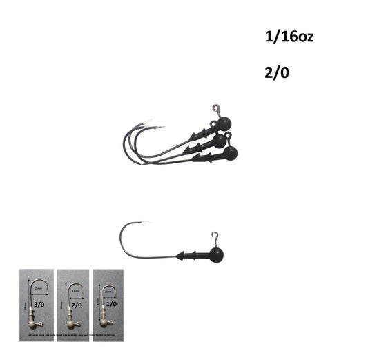 Vike 1/16 oz Round Jig Head with a Size 2/0 Hook Tungsten, 4 pack V658-93MC000020020