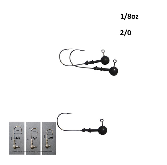 Vike 1/8 oz Round Jig Head with a Size 2/0 Hook Tungsten, 3 pack V658-93MC000020050