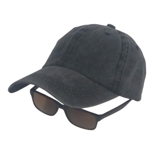 BSTC 6-Panel Baseball Cap, Distressed Cotton, Charcoal V658-93MC000310450