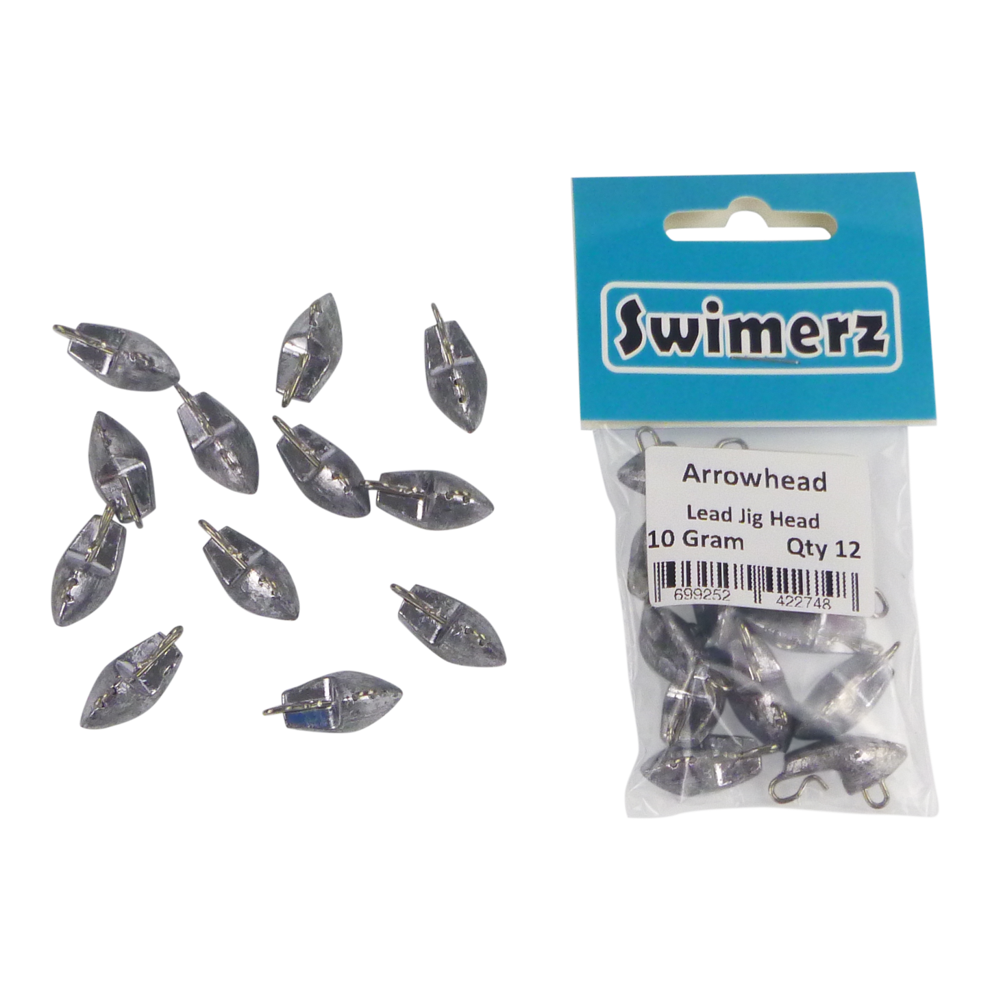 Swimerz 10gm Arrowhead Jig Head, 3/8oz, Lead, Qty 12 V658-93MC000471002