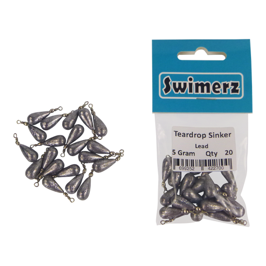 Swimerz 5gm Teardrop Sinker, Lead, 20 pack V658-93MC000472001