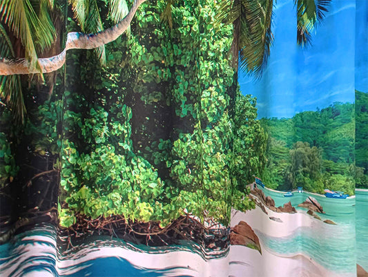Sea View 3D Printing Blockout Curtains 2x127x160cm PINCH PLEAT Fabric Seascape V702-CNA2-160 HJ3