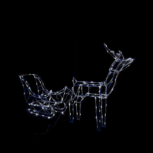 Solar LED Sleigh with Reindeer - 80 cm V720-XA7337