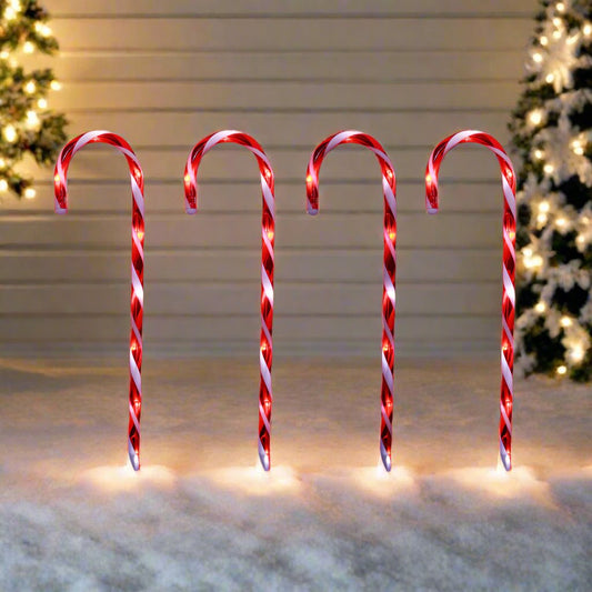 LED Timer Candy Cane Stakes Battery Operated 4pk 58cm V720-XL0881