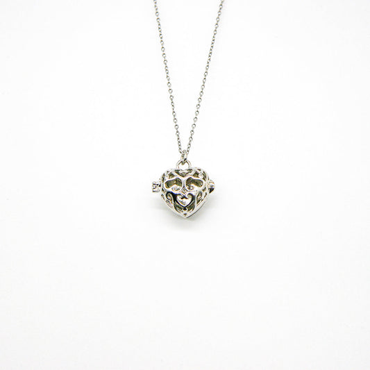 Gift Box - Love Heart White Gold Aroma Necklace + Purify Oil Blend V760-GBAJ - 40