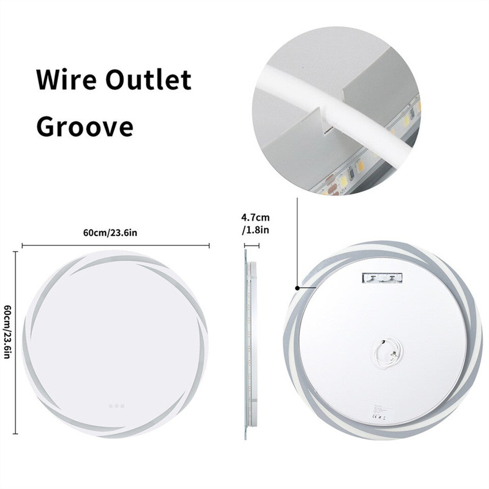 Round LED Anti-Fog Backlit Bathroom Mirror(60x60cm) V767-XMR-Y18-928-AU