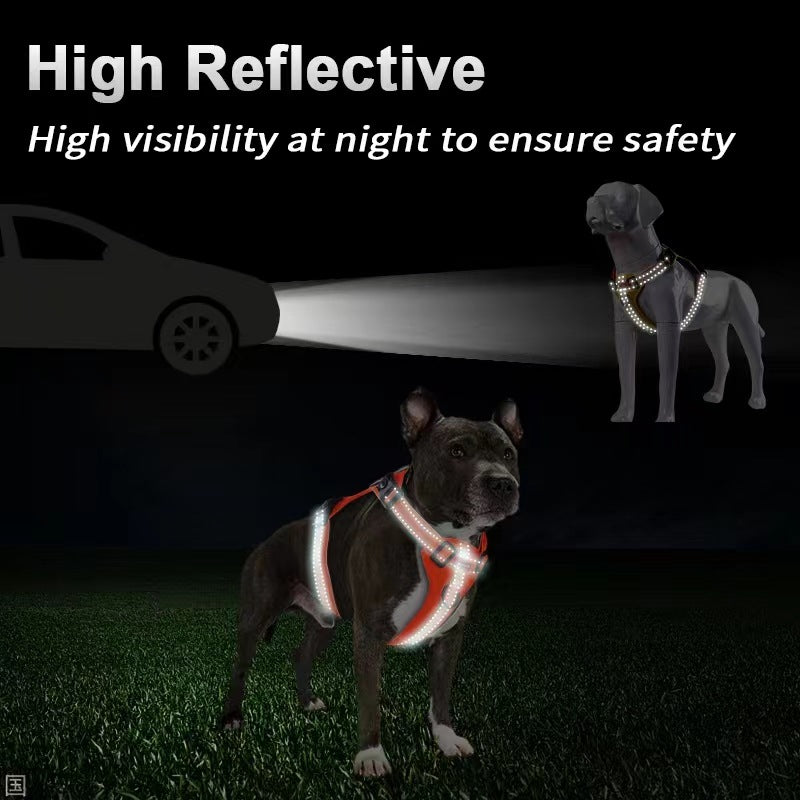 Reflective Dog Harness with Leash, No-Pull Vest Harness for Dogs, Adjustable Dog Vest with Handle, Walking V888-ELOSUNG10093