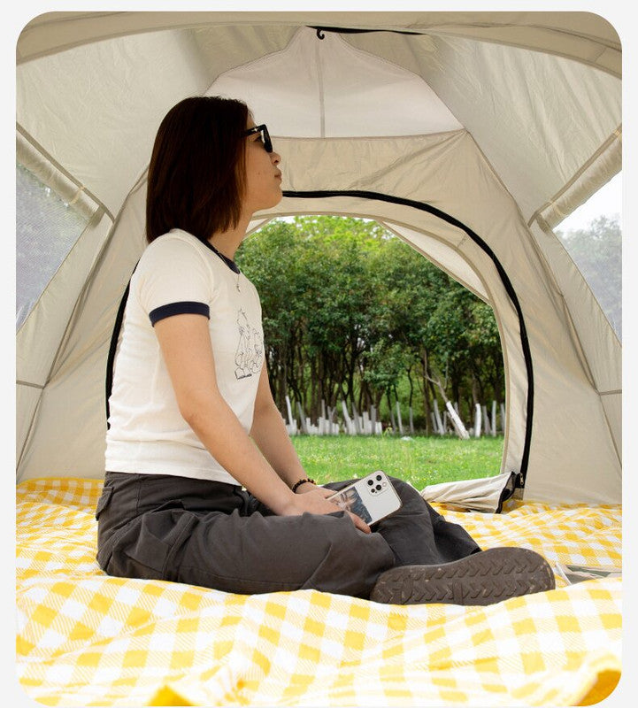 Khaki 2 Person Lightweight Camping Tent (200*150*125cm) | UV Protection Silver Coated, Dual Doors & Windows V888-ELOSUNG11294