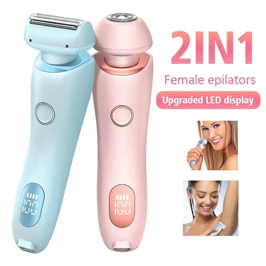 Blue 2-in-1 Electric Razor for Women - Multifunctional Rechargeable Hair Removal Shaver V888-ELOSUNG11604