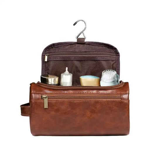 Brown Large Capacity Travel Toiletry Bag - Portable Waterproof Makeup Organizer for Business & Vacation V888-ELOSUNG11753