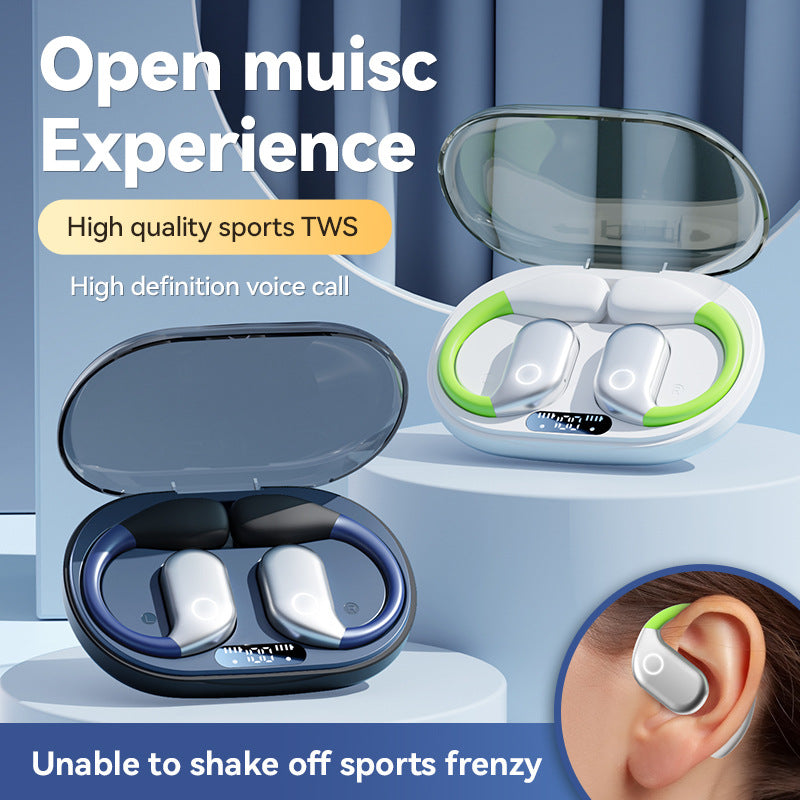 White M82 Transparent OWS Wireless Bluetooth Earphones - Clear Sound, Comfortable Over-Ear Fit V888-ELOSUNG11843
