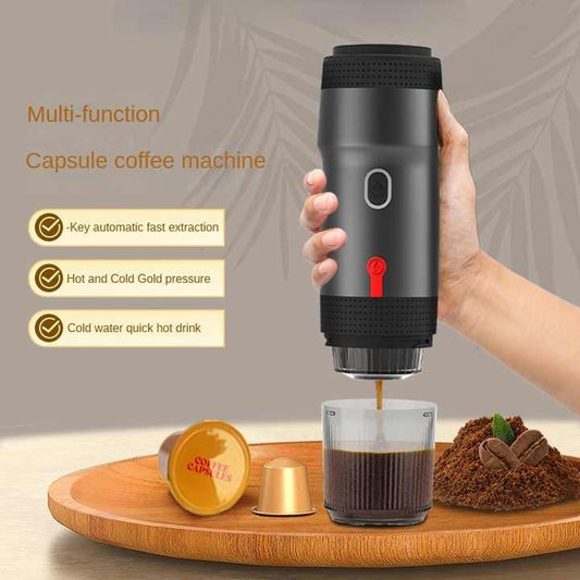 Black Portable Fully Automatic Espresso Coffee Machine - Universal 3-in-1 Capsule, Coffee Powder & Espresso V888-ELOSUNG12252