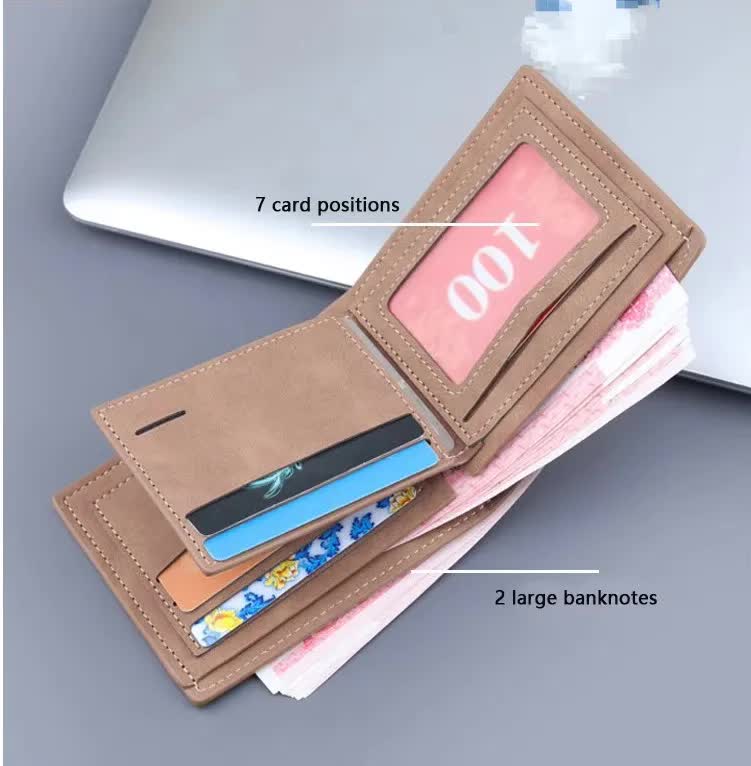 Light Brown Men's Genuine Leather Bifold Wallet - Compact Design with Multiple Card Slots V888-ELOSUNG12765