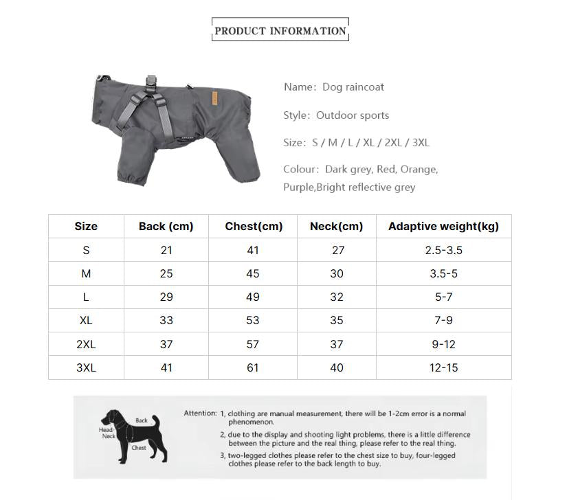 S Laser Adjustable Waterproof Reflective Dog Raincoat with Harness Design V888-ELOSUNG12801