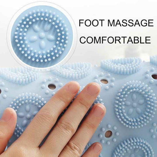 Blue Non-Slip Round Shower Foot Scrubber Mat - Soft Silicone Massage Pad for Foot Cleaning V888-ELOSUNG12814