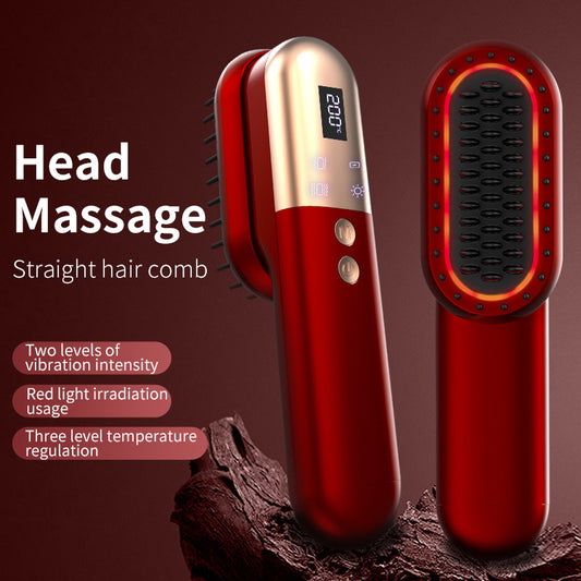Purle Mini Rechargeable Ionic Hair Straightening Comb | Portable Wireless Vibration Massage Brush for V888-ELOSUNG13013