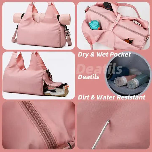 Light Green Oxford Fabric Women's Shoulder Bag, Large Capacity Yoga & Gym Bag with Separate Shoe Compartment V888-ELOSUNG13074