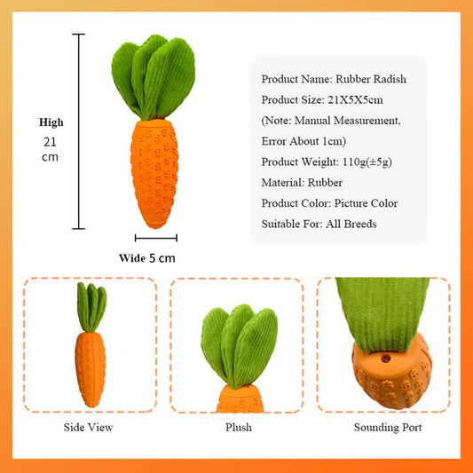 2 PCS Durable Rubber Carrot Dog Toy - Squeaky Chew Toy for Large Dogs, Puppy Teething & Dental Care, V888-ELOSUNG13145
