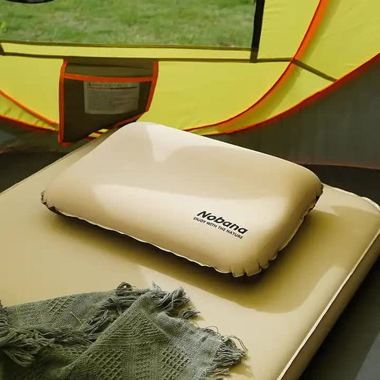 Black Automatic Inflatable 3D Outdoor Sponge Pillow - Portable Camping Travel Neck Cushion, Comfortable Air V888-ELOSUNG13224