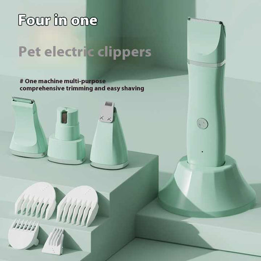 Light Green 4-in-1 Pet Grooming Electric Clippers - Professional Rechargeable Trimmer for Dogs & Cats, Paw, V888-ELOSUNG13928