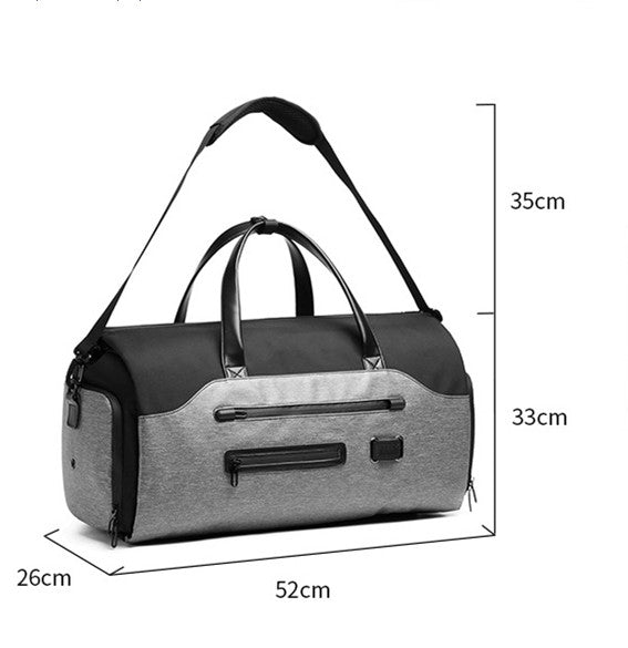Men's Black Waterproof Multi-Functional Travel Duffel Bag - Foldable Short Trip Gym Bag with Shoe Compartment V888-ELOSUNG15019