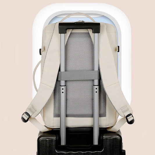 Large Capacity Travel Backpack with USB Charging Port - Beige V888-ELOSUNG15297