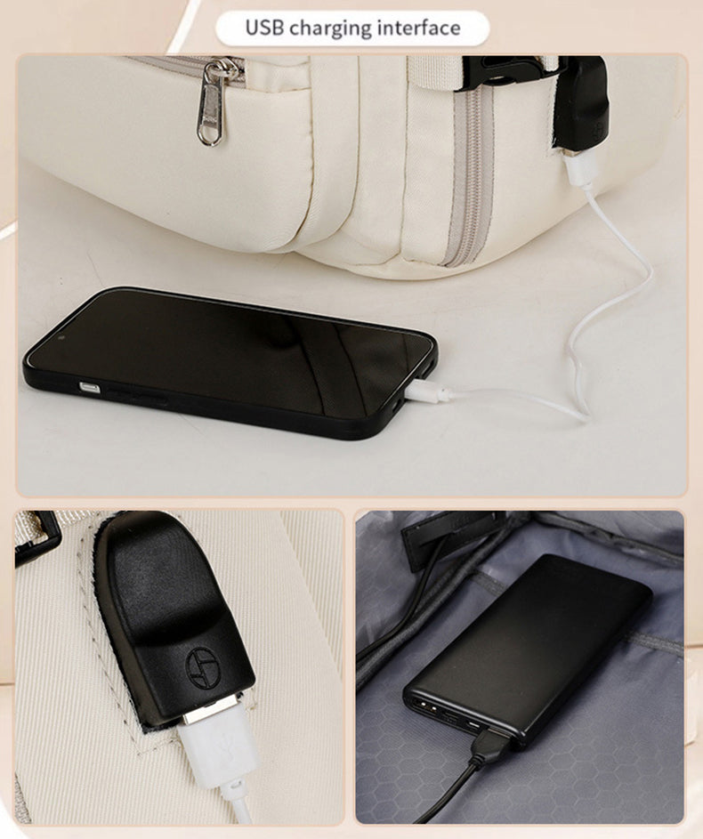 Large Capacity Travel Backpack with USB Charging Port - Black V888-ELOSUNG15301