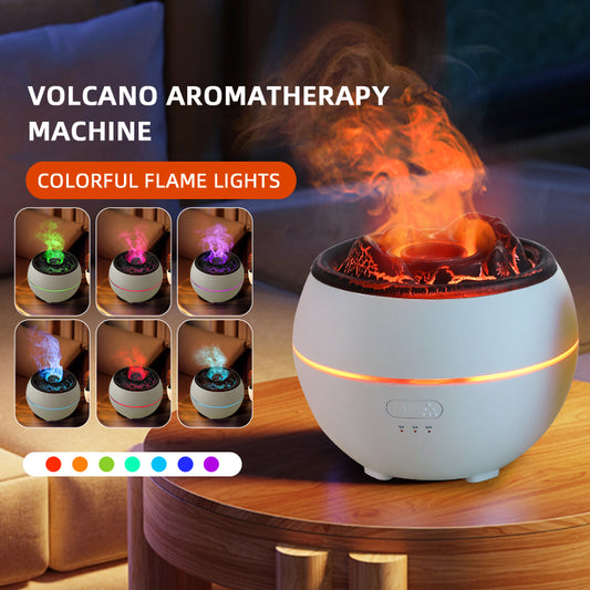 Volcanic Flame Aroma Diffuser (Black Ordinary Style)- 360ml Ultrasonic Humidifier with 7-Color LED Light and V888-ELOSUNG15737