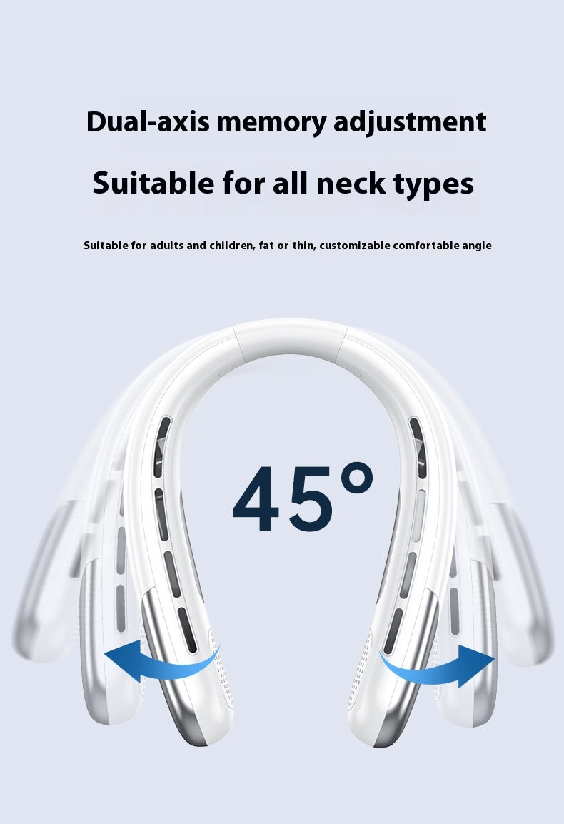 Digital Display Neck Fan - Rechargeable Portable Wearable Fan with Adjustable Speed- White 2400mAh V888-ELOSUNG15949
