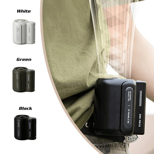 Black Outdoor Waist Fan - Portable Wearable Fan for Hands-Free Cooling V888-ELOSUNG15953