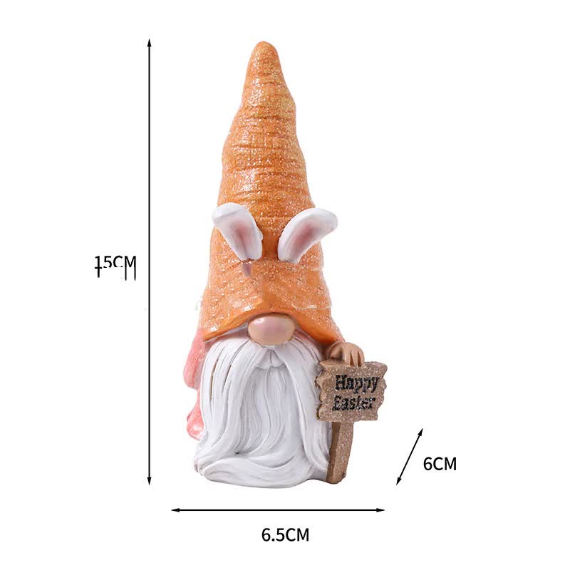 Easter Egg Easter Bunny Gnome Figurines - Handmade Carrot Hat Decorations for Easter Home Decor V888-ELOSUNG16047