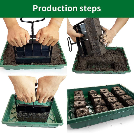 5x5 Soil Block Maker - Durable Handheld Gardening Tool for Seed Starting V888-ELOSUNG16207