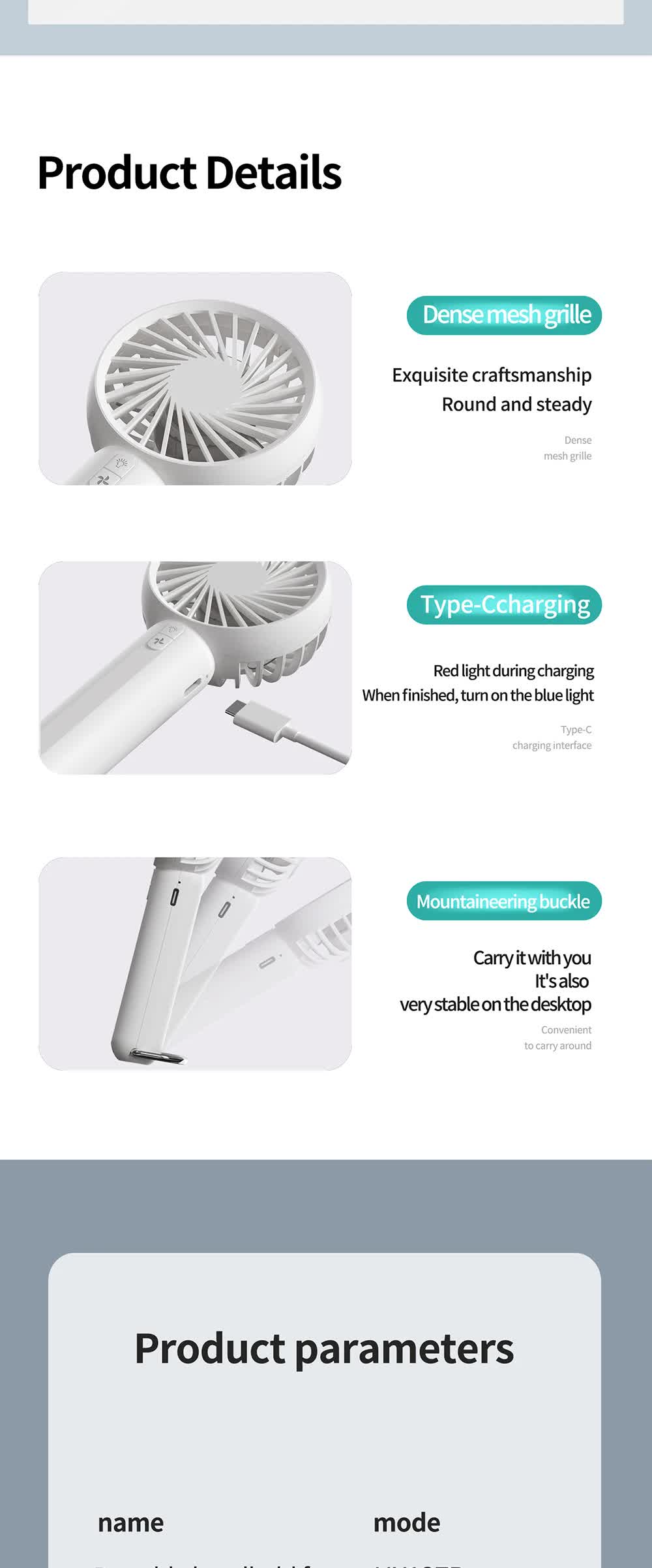 White Mini Handheld Rechargeable Fan - Portable USB-Powered Cooling with Keyring V888-ELOSUNG16255