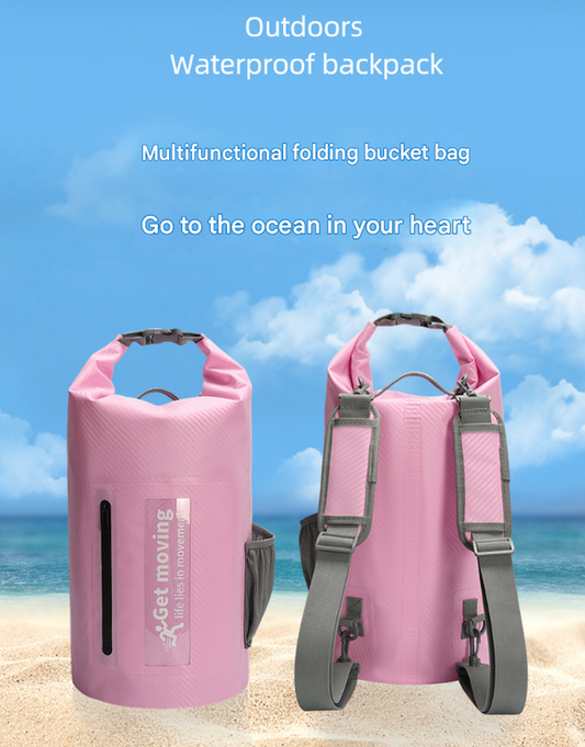 Black 10L Multifunctional Waterproof Dry Bag Backpack - Roll-Top Outdoor Bag for Water Sports and Travel V888-ELOSUNG16321