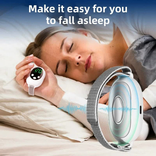 White EMS Sleep Aid Device with Pulse Stimulation - Portable Adjustable Sleep Support Bracelet V888-ELOSUNG16350