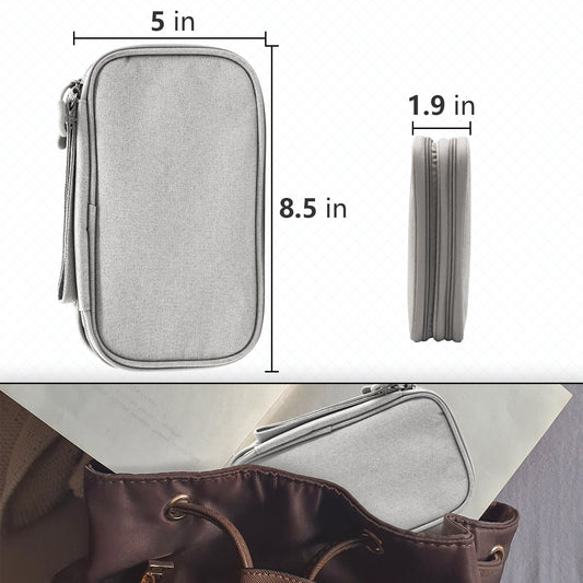 Grey Portable Digital Organizer Bag - Multifunctional Storage for Power Banks, Cables, and V888-ELOSUNG17062