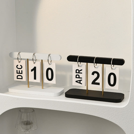Wood Color Modern Minimalist Wooden Flip Calendar - Stylish Desktop Calendar for Home, Office, and Study Room V888-ELOSUNG17654