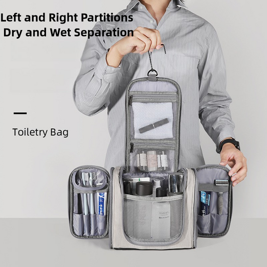 Blue Large Capacity Travel Toiletry Bag with Dry-Wet Separation - Hanging Organizer for Cosmetics and V888-ELOSUNG17705
