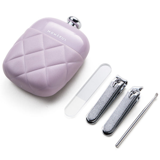 2 Pcs Apricot Portable Nail Care Kit - Compact Manicure Set with Nail Clippers, Tweezers, and Nail File - V888-ELOSUNG17779