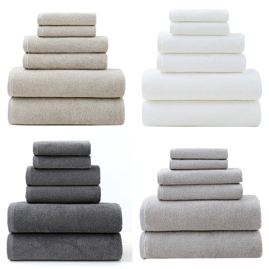 White Premium Cotton Towel Set - 6 Pieces, Soft & Absorbent Bath Towels for Adults V888-ELOSUNG17797