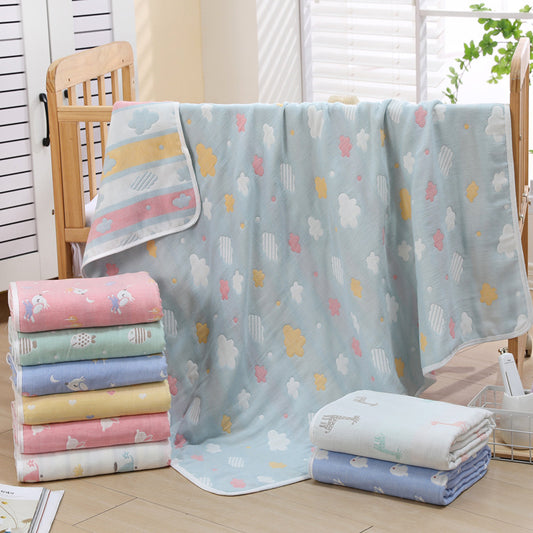 Yellow love heart, 6-Layer Muslin Baby Blanket - Soft Cotton Bedding for Infants and Toddlers, 110x110cm V888-ELOSUNG18018