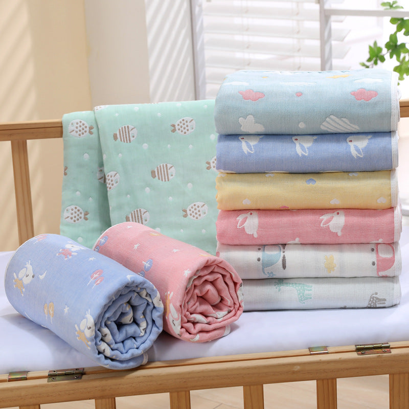 Yellow love heart, 6-Layer Muslin Baby Blanket - Soft Cotton Bedding for Infants and Toddlers, 110x110cm V888-ELOSUNG18018